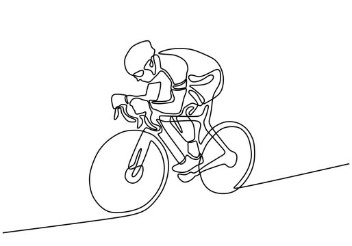 recommend clip art: cyclist continuous line drawing. Vector athlete riding a bicycle or bike during sport game.