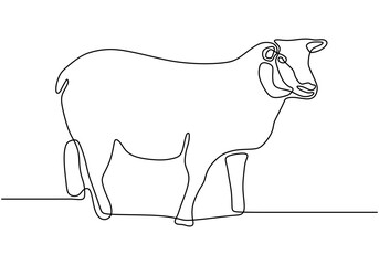 Cow one line drawing minimalism animal mammal theme. Vector hand drawn simplicity style.