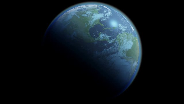 Loopable Spinning Earth Globe. Outer Space View Isolated on Black Background with Alpha Channel Added. Earth textures from http://visibleearth.nasa.gov/