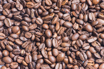 Coffee beans in macro. Background