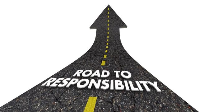 Road to Responsibility Duty Obligation Words 3d Animation