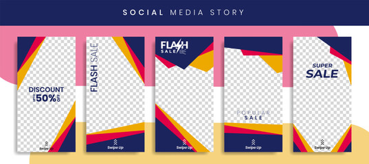 Set 5 of Social Media Instagram Networks Stories Sale Banner Background, Mobile App, Poster, Flyer, Coupon, Gift Card, Smartphone Template Story,Liquid Abstract Modern. editable template eps 10 vector