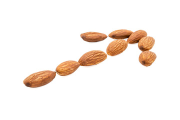 Almond nuts isolated with white background.