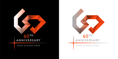 60 years anniversary logo design. The combination of six and zero. Blended with diamond pattern. Communicates strength and endurance.