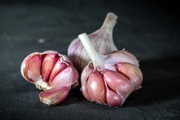Garlic Cloves and Bulb on white background
