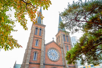 Fototapeta na wymiar Daegu, South Korea - November 6, 2019 : Daegu Jeil Presbyterian Church in Daegu city, South Korea.