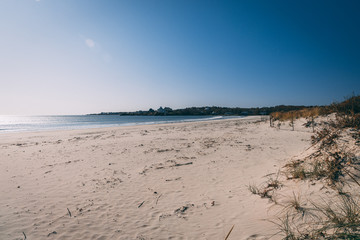 Gloucester beach with atlantic ocean and sand