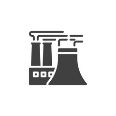 Power plant smoke vector icon. filled flat sign for mobile concept and web design. Refinery Factory pipes glyph icon. Symbol, logo illustration. Vector graphics