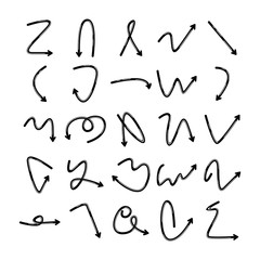 doodle arrows icons set comic style