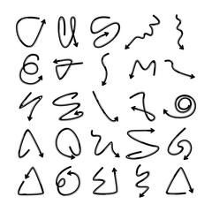 doodle arrows icons set comic style