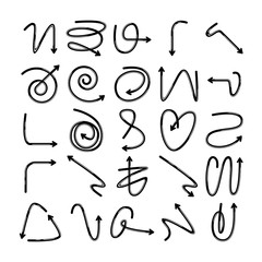 doodle arrows icons set comic style