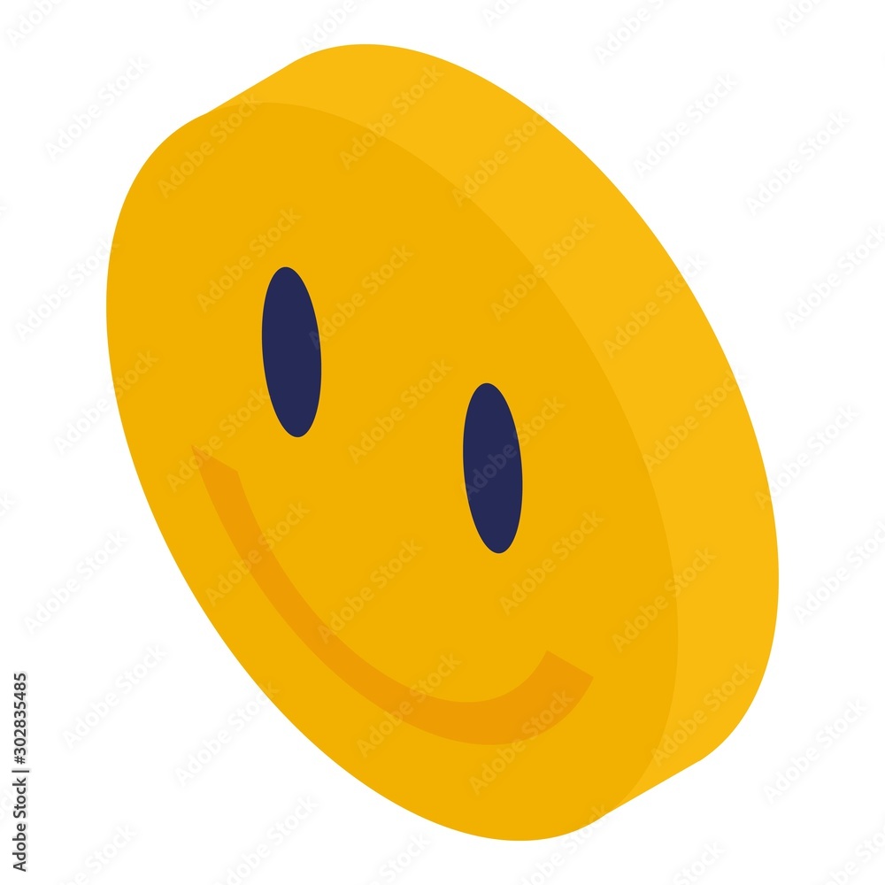 Poster smiling emoji icon. isometric of smiling emoji vector icon for web design isolated on white backgrou