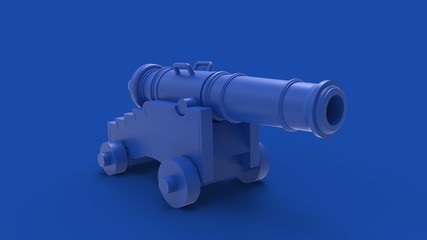 3d rendering of an ancient canon isolated in studio background