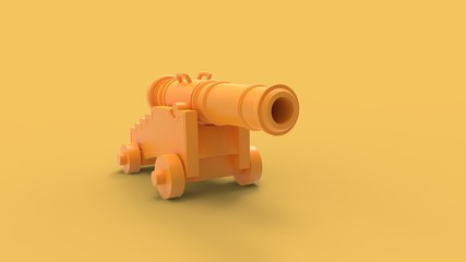 3d rendering of an ancient canon isolated in studio background
