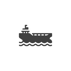 Obraz premium Cargo ship vector icon. filled flat sign for mobile concept and web design. Oil platform glyph icon. Symbol, logo illustration. Vector graphics