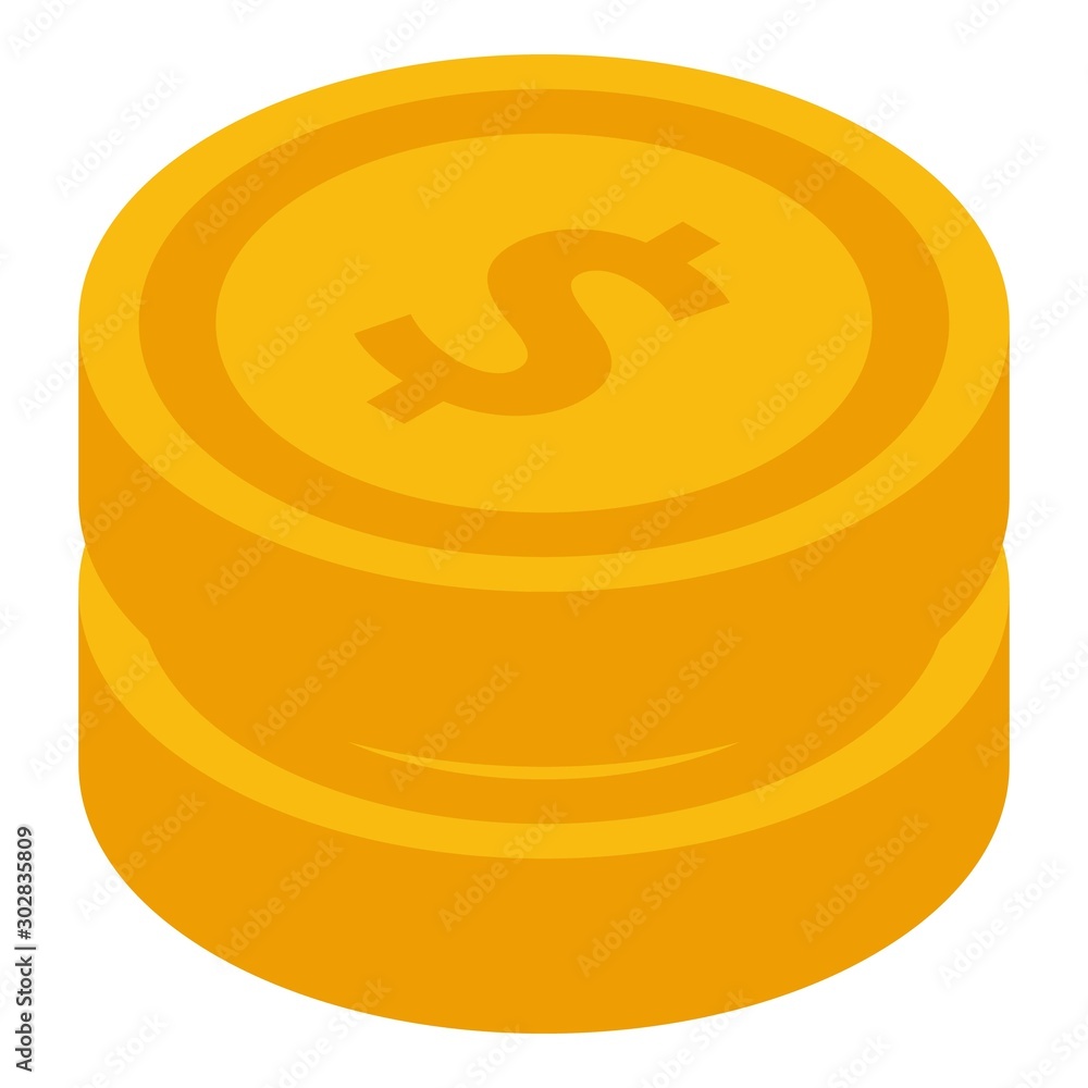 Poster dollar coin stack icon. isometric of dollar coin stack vector icon for web design isolated on white 