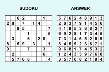 Vector sudoku with answer 300. Puzzle game with numbers.