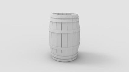 3d rendering of a wooden barrel isolated in studio background