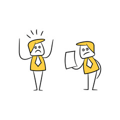 businessman boss fired his employee yellow doodle stick figure