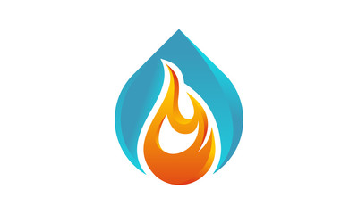 logo fire and water hot and cold vector