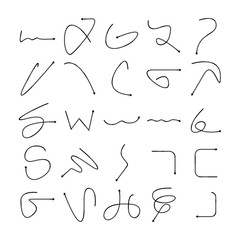 doodle arrows icons set comic style