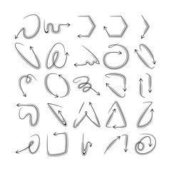 doodle arrows icons set comic style