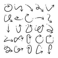doodle curved arrows icons vector set 