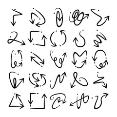 doodle curved arrows icons vector set 