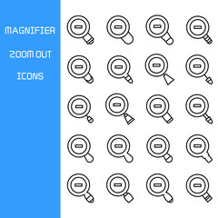 magnifier glass zoom out icons