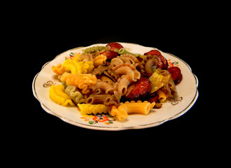 pasta isolated on black background