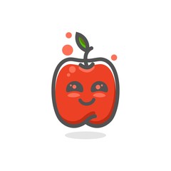 happy apple mascot character cartoon icon design
