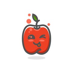 happy apple mascot character cartoon icon design
