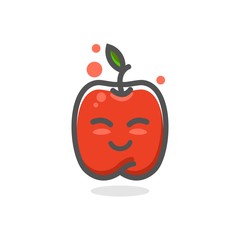 happy apple mascot character cartoon icon design