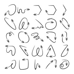 doodle curved arrows icons vector set 