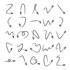 doodle curved arrows icons vector set 