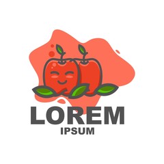 happy apple mascot character logo design