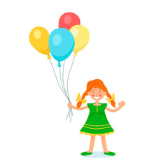 Illustration of a happy girl with balloons