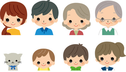 家族　アイコン　上半身　セット