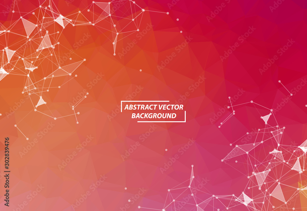 Aufkleber abstract dark red polygonal space background with connecting dots and lines. structure and science b