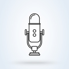 Obraz na płótnie Canvas line drawing podcast microphone. Simple modern icon design illustration.