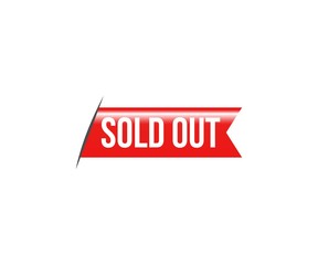 Corner sold out red ribbon banner vector illustration.