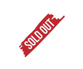 Corner sold out red ribbon banner vector illustration.