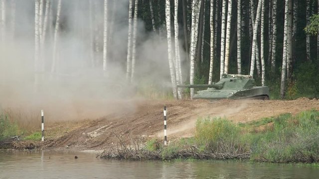 Russian Light Tank (Self-Propelled Tank Destroyer) Sprut-SD Shooting on a Range