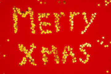 Christmas holiday decoration on bright red background