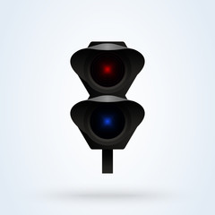 Semaphore signal traffic,Train lights realistic. modern design illustration.