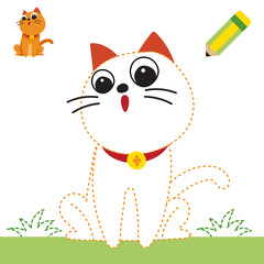 cat worksheet vector design, dash game for kid.