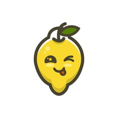 happy lemon mascot character cartoon icon design