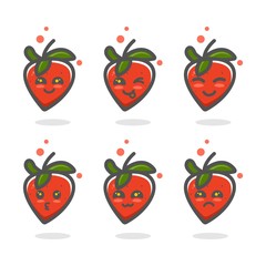 strawberry mascot character cartoon icon design bundle