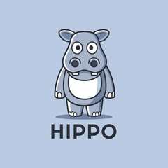 mascot playful Hippo cartoon logo design 