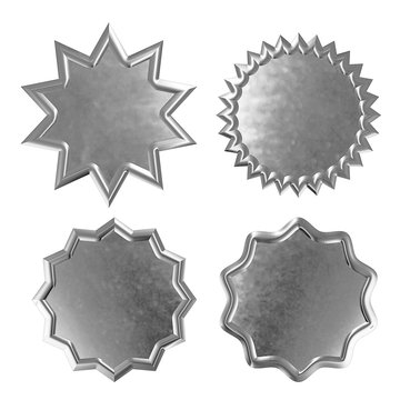 Set of blank metal stars on white background. Set of web icons